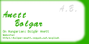 anett bolgar business card